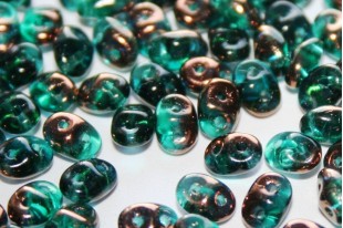 Perline Superduo Luster Bronze 1/2 Emerald 5x2,5mm - 10gr