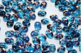 Perline Superduo Luster Bronze 1/2 Aquamarine 5x2,5mm - 10gr