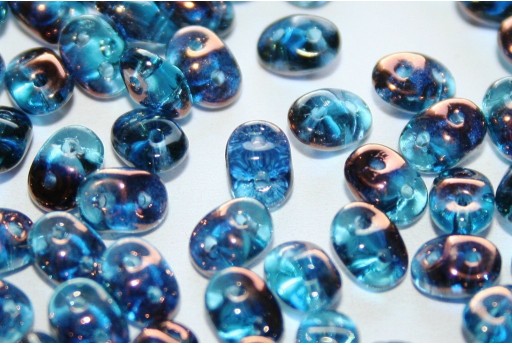 Superduo Beads Luster Bronze 1/2 Aquamarine 5x2,5mm - 10gr 2