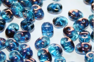 Perline Superduo Luster Bronze 1/2 Aquamarine 5x2,5mm - 10gr