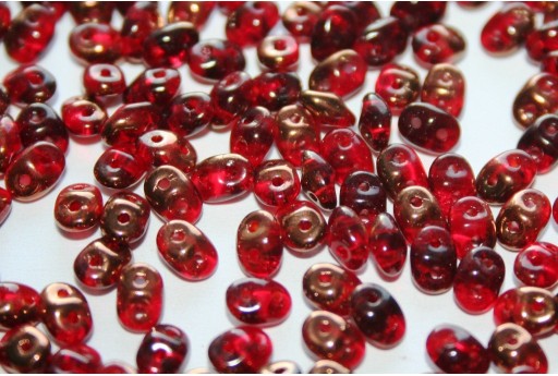 Perline Superduo Luster Bronze 1/2 Siam Ruby 5x2,5mm - 10gr