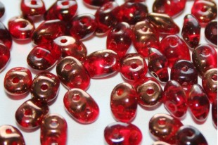 Perline Superduo Luster Bronze 1/2 Siam Ruby 5x2,5mm - 10gr