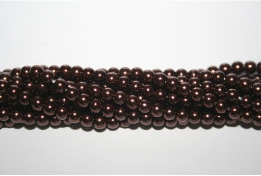 Glass Pearls Strand Brown 4mm - 105pcs