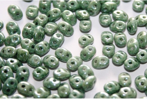 Superduo Beads Luster White Green 5x2,5mm - 10gr