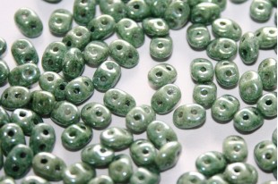 Superduo Beads Luster White Green 5x2,5mm - 10gr