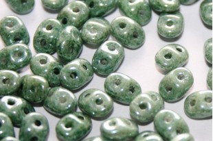 Superduo Beads Luster White Green 5x2,5mm - 10gr