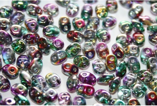 Superduo Beads Coated-Crystal 5x2,5mm -10gr