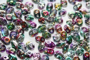 Superduo Beads Coated-Crystal 5x2,5mm -10gr