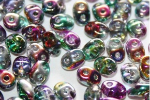 Superduo Beads Coated-Crystal 5x2,5mm -10gr