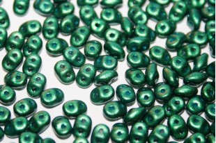 Superduo Beads Gold Shine-Emerald 5x2,5mm - 10gr