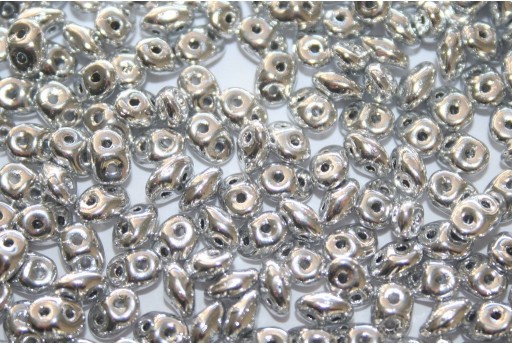 Superduo Beads Silver 5x2,5mm - 10gr