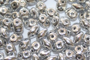 Superduo Beads Silver 5x2,5mm - 10gr