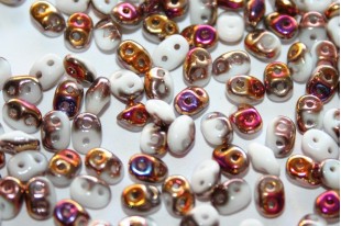 Superduo Beads White Sliperit 5x2,5mm - 10gr