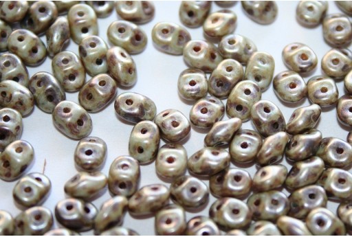 Superduo Beads Matte-Luster Marble Lt Green 5x2,5mm - 10gr
