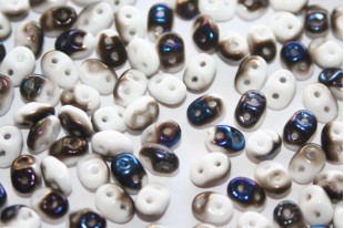 Superduo Beads Blue Iris-White 5x2,5mm - 10gr