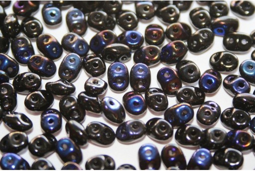 Superduo Beads Blue Iris-Jet 5x2,5mm - 10gr