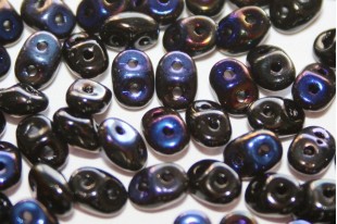 Superduo Beads Blue Iris-Jet 5x2,5mm - 10gr