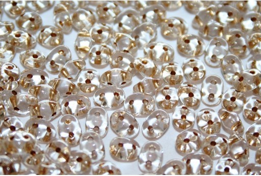 Superduo Beads Gold Copper Line-Crystal 5x2,5mm - 10gr