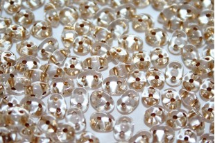 Superduo Beads Gold Copper Line-Crystal 5x2,5mm - 10gr