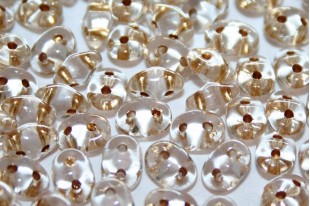Superduo Beads Gold Copper Line-Crystal 5x2,5mm - 10gr