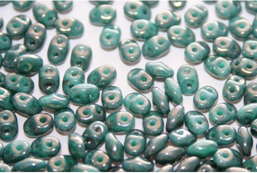 Superduo Beads Copper Marbled-Turquoise 5x2,5mm - 10gr