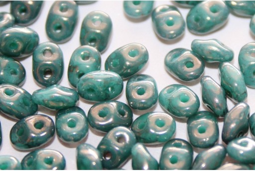 Superduo Beads Copper Marbled-Turquoise 5x2,5mm - 10gr 2