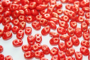 Superduo Beads Gold Marbled-Opaque Red 5x2,5mm - 10gr