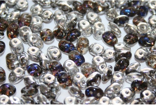 Superduo Beads Crystal/Heliotrope 5x2,5mm - 10gr