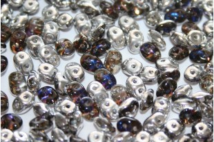 Superduo Beads Crystal/Heliotrope 5x2,5mm - 10gr