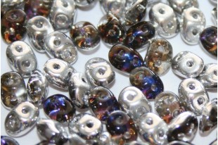 Superduo Beads Crystal/Heliotrope 5x2,5mm - 10gr