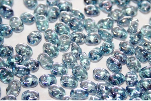 Perline Superduo Luster-Transparent Blue 5x2,5mm - 10gr