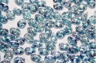 Superduo Beads Luster-Transparent Blue 5x2,5mm - 10gr