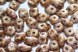 Superduo Beads Luster-Trans. Gold/White 5x2,5mm - 10gr