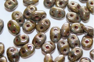 Superduo Beads Olivine-Bronze Picasso 5x2,5mm - 10gr