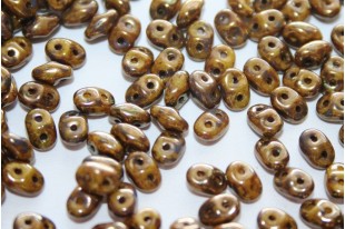 Perline Superduo Opaque Yellow-Bronze Picasso 5x2,5mm - 10gr