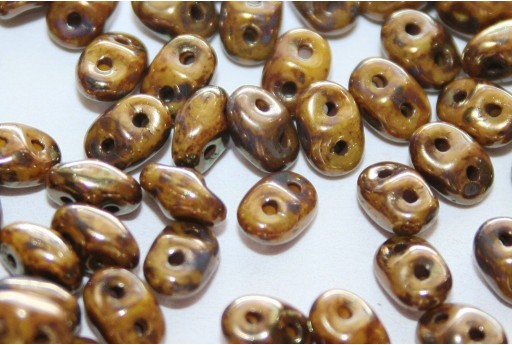 Superduo Beads Opaque Yellow-Bronze Picasso 5x2,5mm - 10gr 2