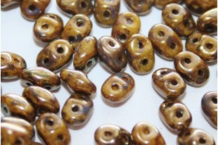 Superduo Beads Opaque Yellow-Bronze Picasso 5x2,5mm - 10gr