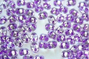 Superduo Purple Lined Crystal 5x2,5mm - Pack 100gr