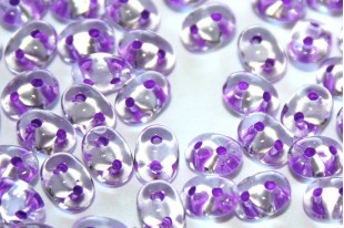 Superduo Purple Lined Crystal 5x2,5mm - Pack 100gr