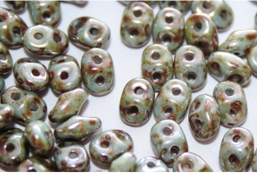 Superduo Beads Luster Green/Opaque White 5x2,5mm - 10gr 2