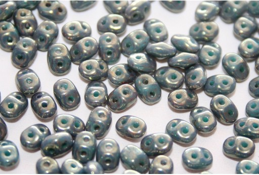 Superduo Beads Luster Topaz/Pink-Turquoise 5x2,5mm - 10gr