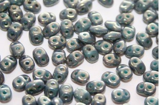 Superduo Beads Luster Topaz/Pink-Turquoise 5x2,5mm - 10gr