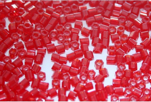 Hexagon Toho Seed Beads Transparent Ruby 8/0 - 10gr