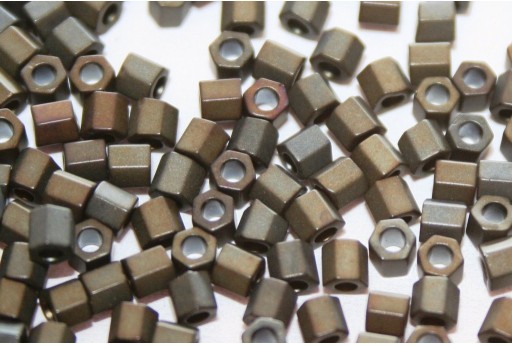 Hexagon Toho Seed Beads Frosted Metallic Iris Brown 8/0 - 10gr 2