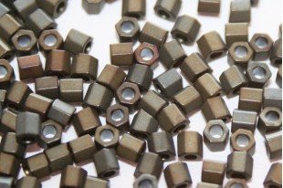 Hexagon Toho Seed Beads Frosted Metallic Iris Brown 8/0 - 10gr