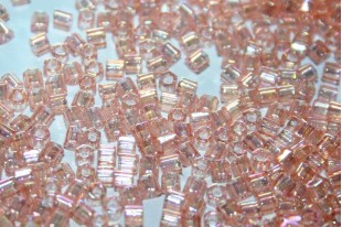 Hexagon Toho Seed Beads Transparent Rainbow Rosaline 8/0 - 10gr