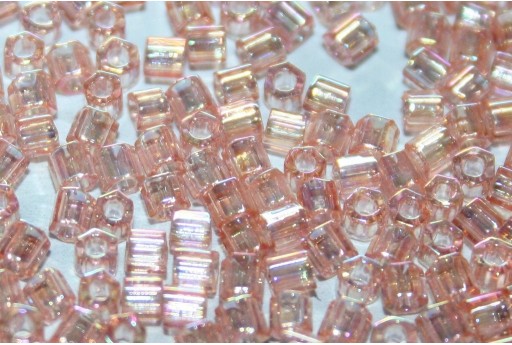 Perline Toho Hexagon Transparent Rainbow Rosaline 8/0 - 10gr 2