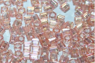 Hexagon Toho Seed Beads Transparent Rainbow Rosaline 8/0 - 10gr