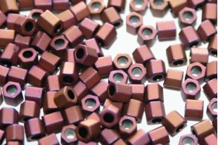 Hexagon Toho Seed Beads Matte Color Mauve Mocha 8/0 - 10gr