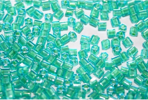 Hexagon Toho Seed Beads Inside Color Aqua 8/0 - 10gr